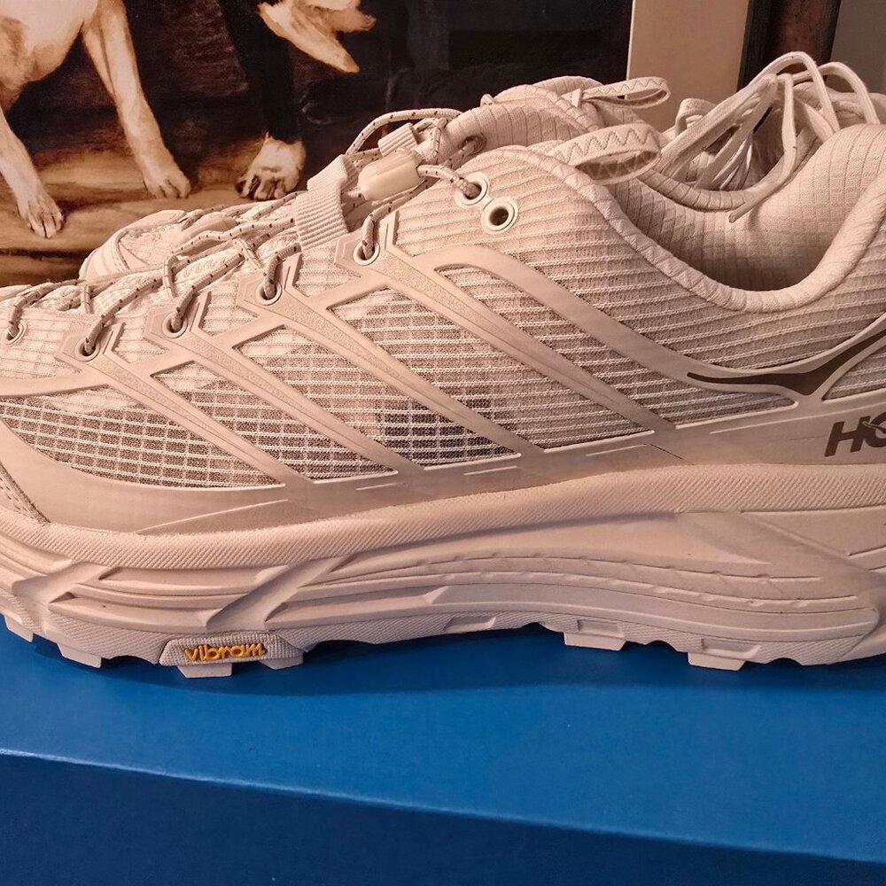 Hoka One U Mafate Three2 Cream Stucco Trail Running 1173332-RCC Mens Sz 10.5